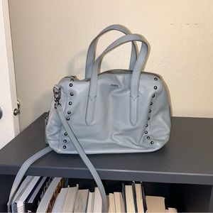 Fossil Cowhide Leather Crossbody Bag - Dusty Blue